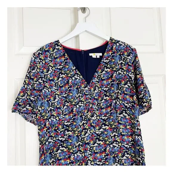 Boden Tessa Ditsy Floral Puff Sleeve Midi Dress Viscose Multi Color Sz 12L - Picture 3 of 11